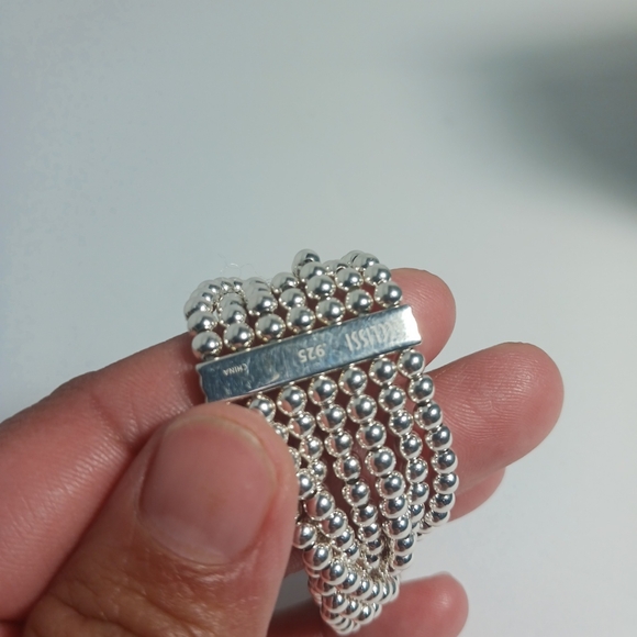 Ecclissi Beaded Stretch Watch 7-1/4" Sterling Silver - Picture 6 of 16